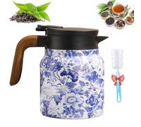 Infinite Tea Pot, Vintage Floral Pattern Tea, Built-In Infuser, Stainless Steel Teapot Carafe with Lid for Hot Drinks (Style A,800ml)
