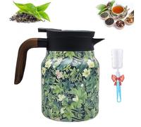 Infinite Tea Pot, Vintage Floral Pattern Tea, Built-In Infuser, Stainless Steel Teapot Carafe with Lid for Hot Drinks (Style D,800ml)