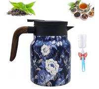Infinite Tea Pot, Vintage Floral Pattern Tea, Built-In Infuser, Stainless Steel Teapot Carafe with Lid for Hot Drinks (Style B,800ml)