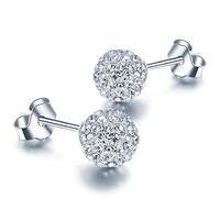 Infinite U 925 argento cristallo austriaco 8 mm sfera chiodo/orecchini per donna/ragazza, argento Sterling, cristallo, Argento sterling, Cristallo