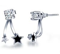 Infinite U Black Star giacche orecchini in argento Sterling 925 con zirconi per donne/ragazze (diversi stili di indossamento).