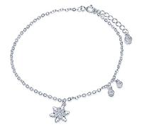 Infinite U, bracciale classico con ciondolo a forma di fiocco di neve, in argento Sterling 925, con zirconia cubica, bracciale a maglie tonde, per donne e ragazze, regolabile