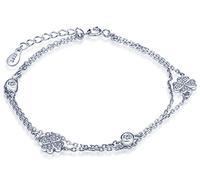 Infinite U, bracciale con ciondoli a forma di quadrifoglio portafortuna, a maglie, in argento Sterling 925, con zirconia cubica, regolabile, da donna