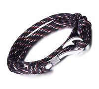 Infinite U, bracciale punk con ciondolo a forma di amo da pesca, per uomo e donna, in corda di nylon intrecciato colorato, lega di 4 fili, bracciale con ciondolo, bracciale da polso e Lega