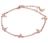 Infinite U, braccialetto da donna, con 6 ciondoli a forma di farfalle, catenina regolabile in argento sterling 925, colore oro rosa