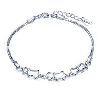 Infinite U - Braccialetto da donna con ciondolo a forma di cucciolo di cucciolo di cucciolo di cane in argento Sterling 925, catena regolabile, argento