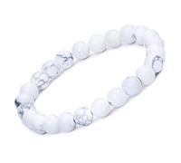 Infinite U Braccialetto Mala buddista, energetico, elasticizzato, unisex, con perline da 9 mm, in pietra lavica, per terapia, yoga e meditazione, colore: White, cod. b02318-white