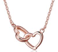 Infinite U Classic collana doppio incastro cuori separabili ciondolo in argento Sterling 925, da donna, oro rosa/argento, argento, colore: Rose Gold, cod. N1605-rose gold