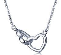 Infinite U Classic collana doppio incastro cuori separabili ciondolo in argento Sterling 925, da donna, oro rosa/argento, argento, colore: Silver, cod. N1605-silver
