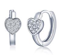 Infinite U Classic cuori in argento Sterling 925,Earbob orecchini a cerchio con zirconi per donna/ragazza, colore: Argento