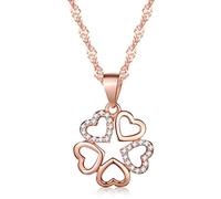 Infinite U Classic Hollow cuori in argento Sterling 925 con zirconi ciondolo collana per donna/ragazza, oro rosa