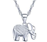 Infinite U collana con ciondolo a forma di elefante, in argento Sterling 925 con pietre di zirconia cubica, ideale come regalo di compleanno per donne/ragazze