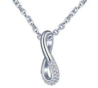 Infinite U - Collana con ciondolo a forma di simbolo dell'infinito in argento Sterling 925, con zirconia cubica, per donne e ragazze, colore: argento
