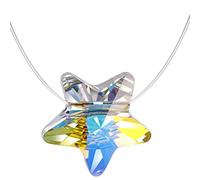 Infinite U, collana con ciondolo a forma di stella creativa in argento Sterling 925, solitario, collana invisibile in nylon, per donne/ragazze, argento, Tessuto, Cristallo