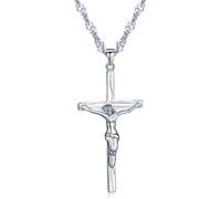 Infinite U, collana con esclusivo ciondolo a forma di crocifisso, in argento Sterling 925, da uomo e da donna, ciondolo per coppia, pendente colore: Silver