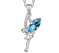 Infinite U Collana con pendente, raffigurante una fatina con ali decorate con cristalli, placcati in argento, da donna