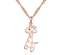 Infinite U - Collana da donna con ciondolo a forma di giraffa in argento Sterling 925 placcato al rodio, con zirconia cubica