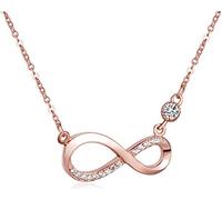 Infinite U - Collana da donna e ragazza con ciondolo in diamanti a forma di simbolo dell'infinito, in argento Sterling 925 intarsiato con zirconi, regalo di Natale Argento, colore: oro rosa