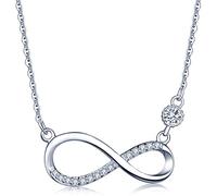 Infinite U - Collana da donna e ragazza con ciondolo in diamanti a forma di simbolo dell'infinito, in argento Sterling 925 intarsiato con zirconi, regalo di Natale o di compleanno