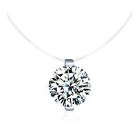 Infinite U, collana girocollo invisibile in argento Sterling 925 con zirconia cubica, per donne/ragazze, confezione regalo e biglietto di auguri 3D, argento sterling 925, zirconia cubica, Zirconia