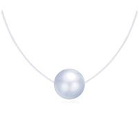 Infinite U creativo in argento Sterling 925 con perla lenza nylon catena per donna/ragazza, colore: Argento