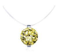 Infinite U - elegante collana girocollo da donna con uno zircone solitario e filo di nylon trasparente e Argento 925/1000, colore: Jaunet, cod. N5029-yellow