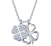 Infinite U elegante doppio four-leaved trifogli ciondolo in argento Sterling 925 con zirconi, per donna/Girsl, argento