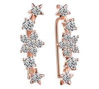 Infinite U elegante in argento Sterling 925 e zirconia cubica fiore spazzare Ear Cuff Wrap orecchini da donna, oro rosa