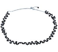 Infinite U Fashion nero perline in argento Sterling 925 con ciondolo collana girocollo con prolunga per donne/ragazze