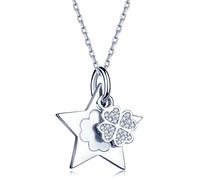 Infinite U Fashion Star four-leaved Clover ciondolo in argento Sterling 925 con zirconi, per donna/Girsl, argento