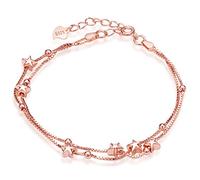 Infinite U lovely Stars perline fascino donna bracciale in argento Sterling 925 fili catene con prolunga, oro rosa