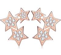 Infinite U moda in argento Sterling 925 e zirconia cubica 3 stelle pentagrammi orecchini per donna/ragazza, oro rosa