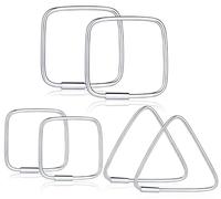 Infinite U orecchini a cerchio per donna/ragazza, in argento Sterling 925, a forma di triangolo/quadrato, set creolo, 1/3 paia., Argento, colore: Silver-3 Pairs, cod. E5134-3