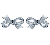 Infinite U - Orecchini a perno, a forma di fiocco/farfalla, in argento Sterling 925 e zirconia cubica, color argento