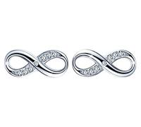 Infinite U - Orecchini a perno da donna in argento Sterling 925, placcati in oro rosa con zirconi, simbolo infinito, regalo di compleanno, di Natale e Argento, colore: Argento, cod. E5325