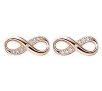 Infinite U - Orecchini a perno da donna in argento Sterling 925, placcati in oro rosa con zirconi, simbolo infinito, regalo di compleanno, di Natale e Argento, colore: Oro, cod. E5324
