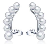 Infinite U - orecchini a perno in argento sterling 925, con perle, alla moda, per donne e ragazze