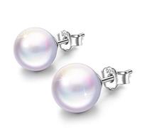 Infinite U - Orecchini a perno in argento Sterling 925, con perle, per compleanno, festa della mamma, Natale e Argento, colore: bianco, cod. E5556-white