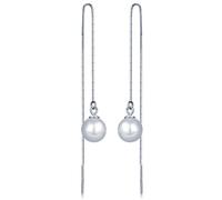 Infinite U - Orecchini con catenella e perla da 9 mm in argento Sterling 925, per donne/ragazze, color argento