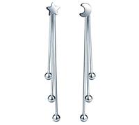 Infinite U - Orecchini da donna in argento Sterling 925 con perline a forma di luna e stella, Argento sterling, senza pietra