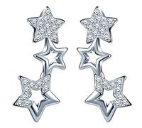 Infinite U - Orecchini in Argento Sterling 925 con Zirconi Cubici e Design di Piccole Stelle Lungo l'orecchio, Colore Argento