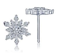 Infinite U, orecchini per donne/ragazze, in argento sterling 925, con zirconi a forma di fiocco di neve, colore argento