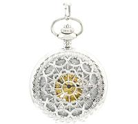 Infinite U Orologio da tasca meccanico da uomo donna in tela di ragno scheletro cavo acciaio orologio da tasca movimento meccanico argento, elegante, argento, Elegante