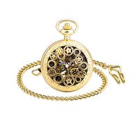 Infinite U - Retro Pocket Watch per uomini e donne Lente d'ingrandimento Special Gear Punk Hollow Orologio sportivo da tasca meccanico con catena