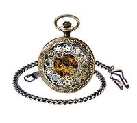 Infinite U - Retro Pocket Watch per uomini e donne Lente d'ingrandimento Special Gear Punk Hollow Orologio sportivo da tasca meccanico con catena