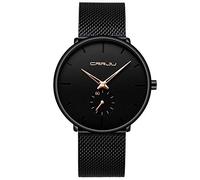 Infinite U-Watch Nero Ultra Sottile Moda Uomo Minimalista Orologi da Polso per Uomo Casual Impermeabile Quarzo Orologio per Uomo con Nero Banda in Acciaio Inox