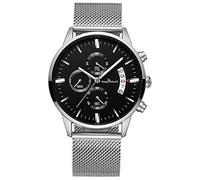 Infinite U-Watches per Gli Uomini Moda Sport Impermeabile al Quarzo Orologio Quadrante Nero Orologio da Polso in Acciaio Inox Cronografo Calendario Business Watch per uomo Puntatore Luminoso