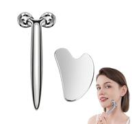 InfiniteRelax Gua Sha - Set di strumenti per il viso 3D Gua Sha, in acciaio inox, per ridurre gonfiore, pelle rassoda, cura anti-invecchiamento, regalo quotidiano per scolpire il viso per donne
