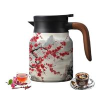 Infinitne Vintage Floral Pattern Tea - Built-in Infuser, Insulated Tea Pot with Infuser, Vintage Teapot, Coffee Carafes for Keeping Hot, Stainless Steel Thermal Carafe (H,27oz/800ml)