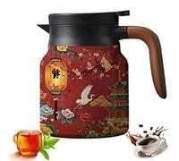 Infinitne Vintage Floral Pattern Tea - Built-in Infuser, Stainless Steel Teapot with Infuser, Temperature Control Tea Kettle for Loose Teas, Coffee Pot for Hot Drinks,Long Time Insulation (06,1000ml)